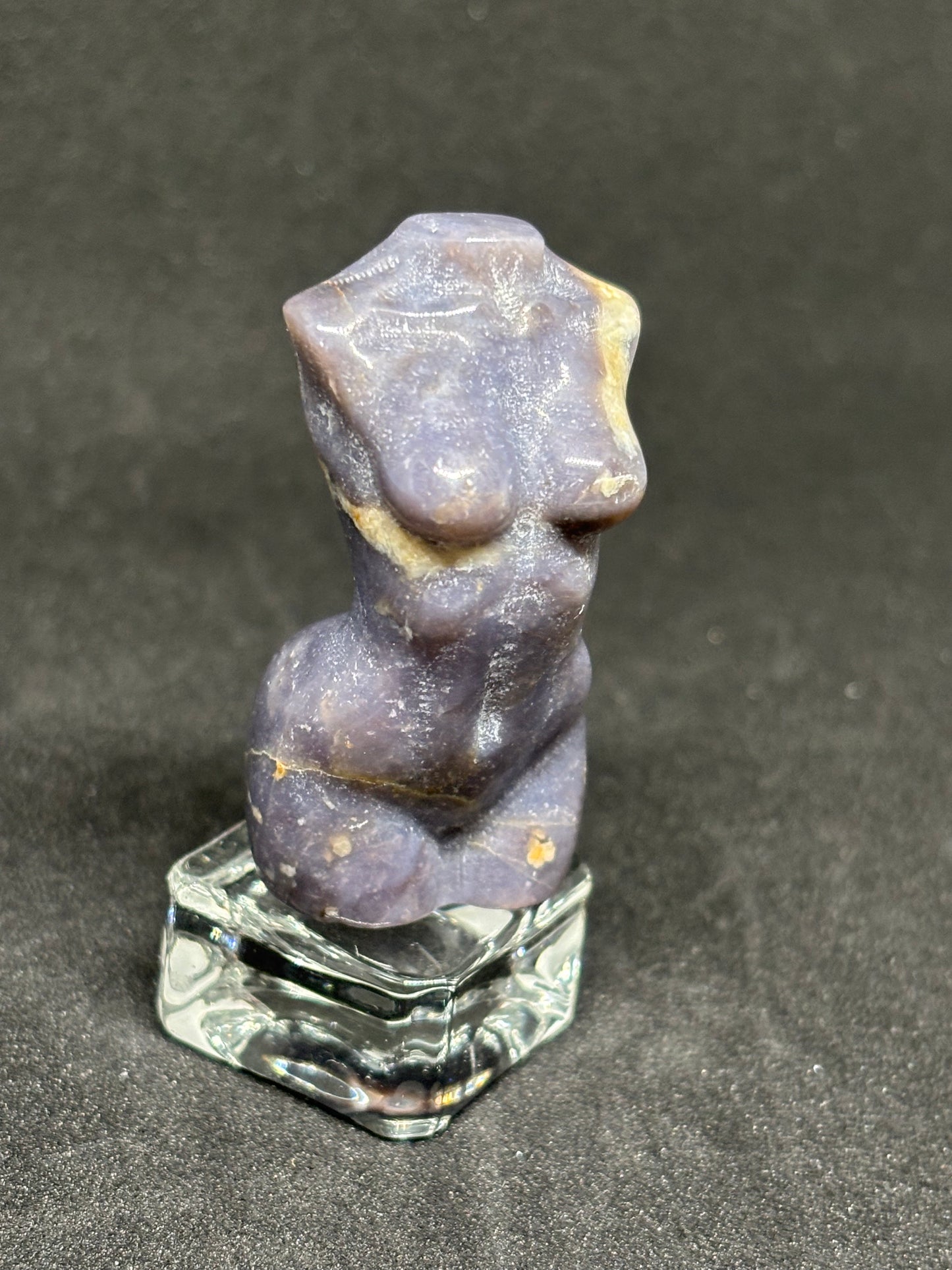 Blue Flower Agate Goddess Carving - Female Form Crystal Figurine 5cm