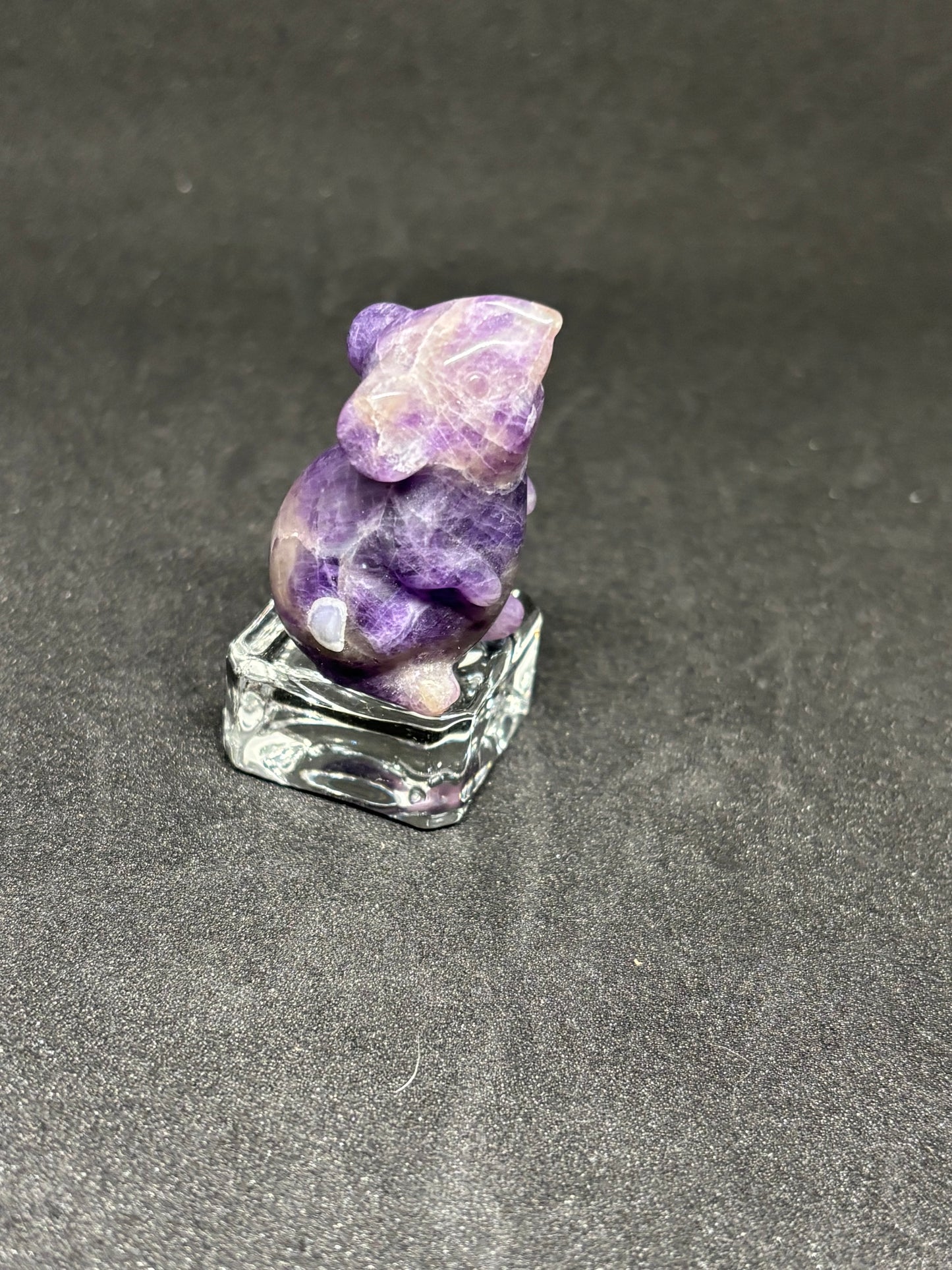 Hand Carved Dream Amethyst Mouse - Miniature Crystal Animal 4cm