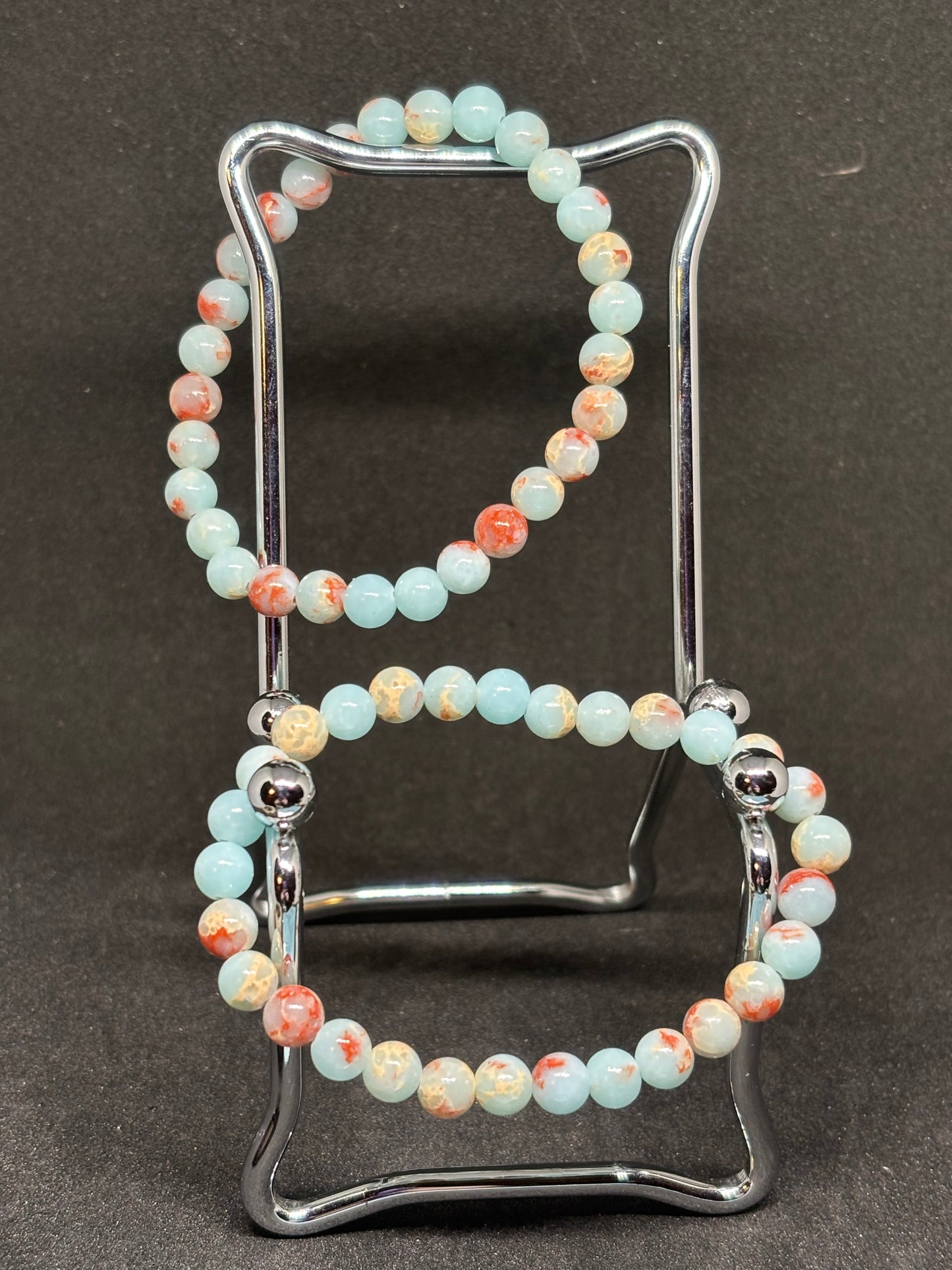Pale Blue Jade Bead Bracelet - 4mm Natural Gemstone