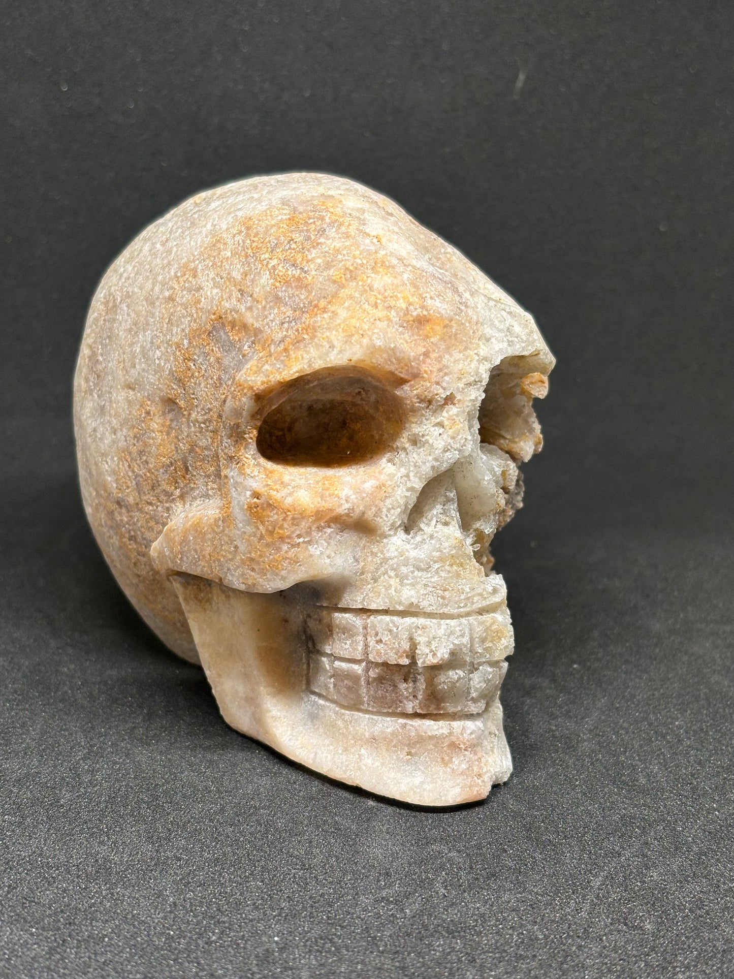 Natural Raw Clear Quartz Rotting Skull - 13cm Hand Carved Crystal 833g