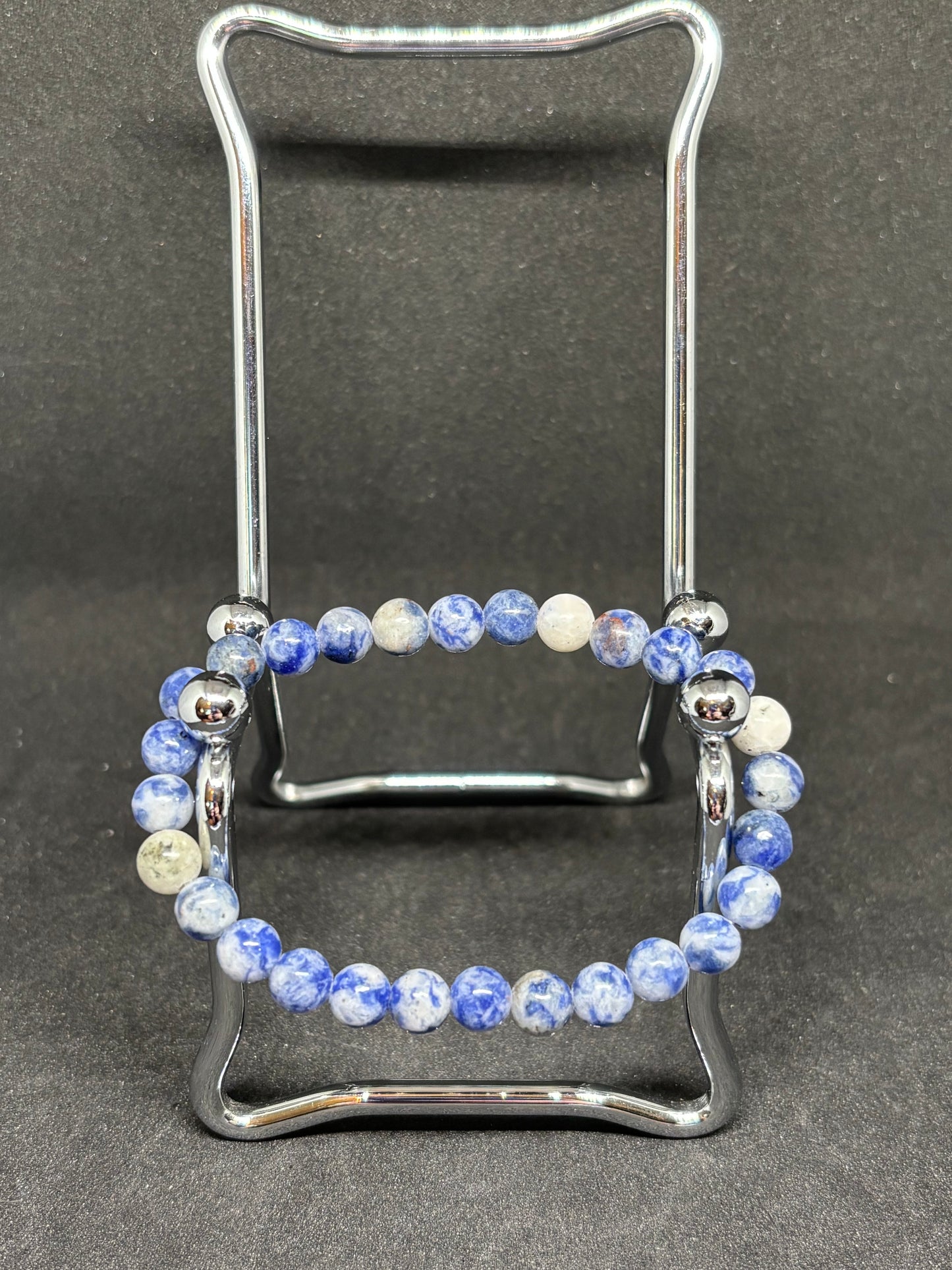 Natural Sodalite Bracelet - 4mm Vibrant Blue & White Beaded Gemstone