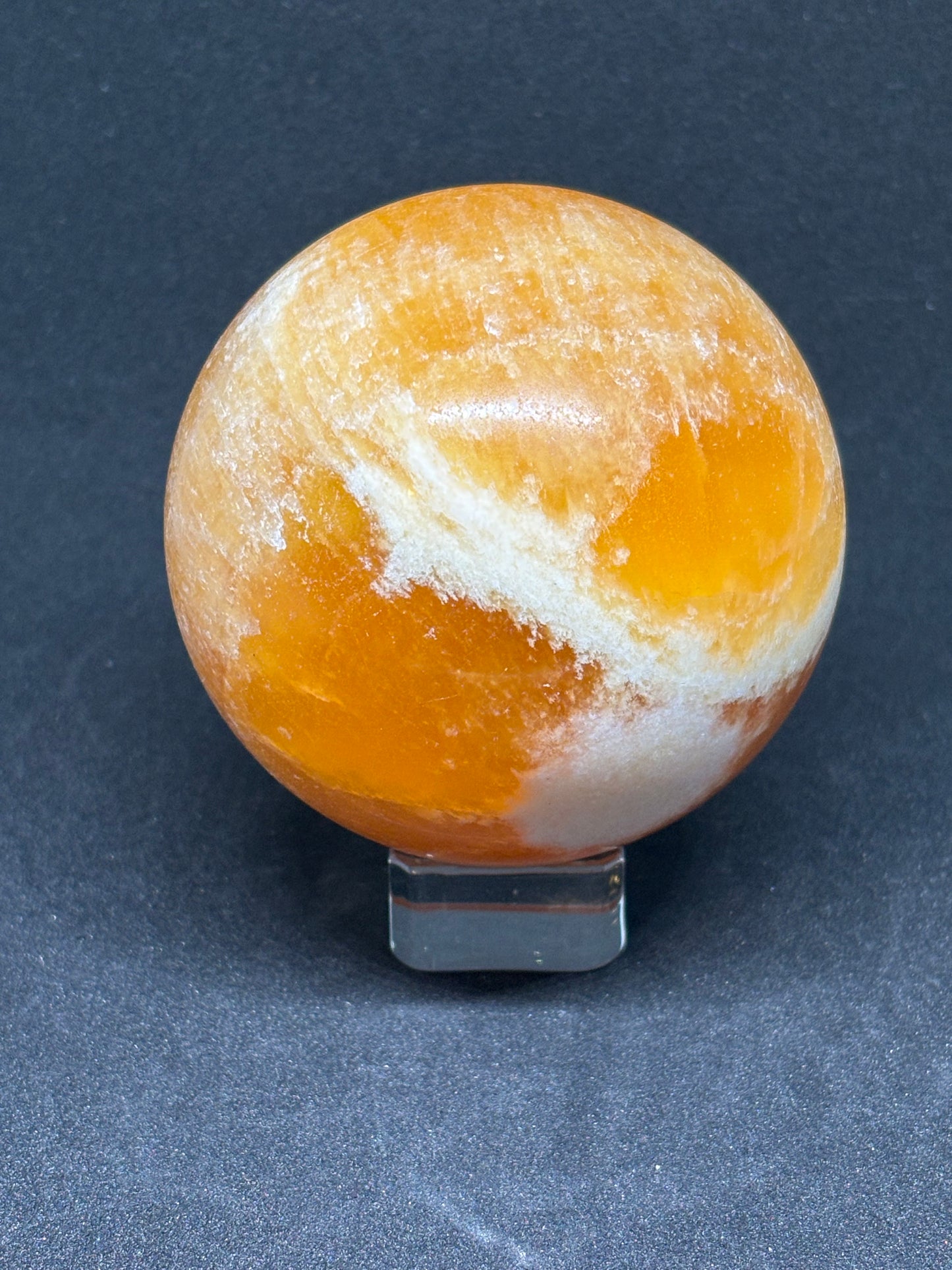 Natural Golden Healer Sphere - 9cm Sunshine Yellow Crystal 488g with Glass Stand