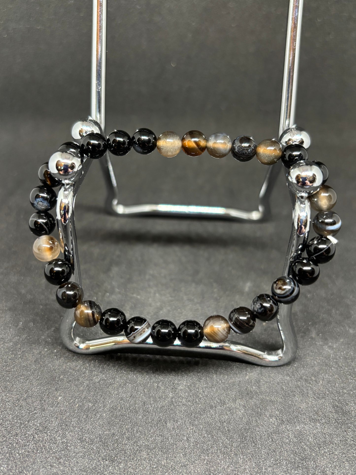 Black Onyx Bead Bracelet 4mm - Stackable Gothic Crystal Jewellery