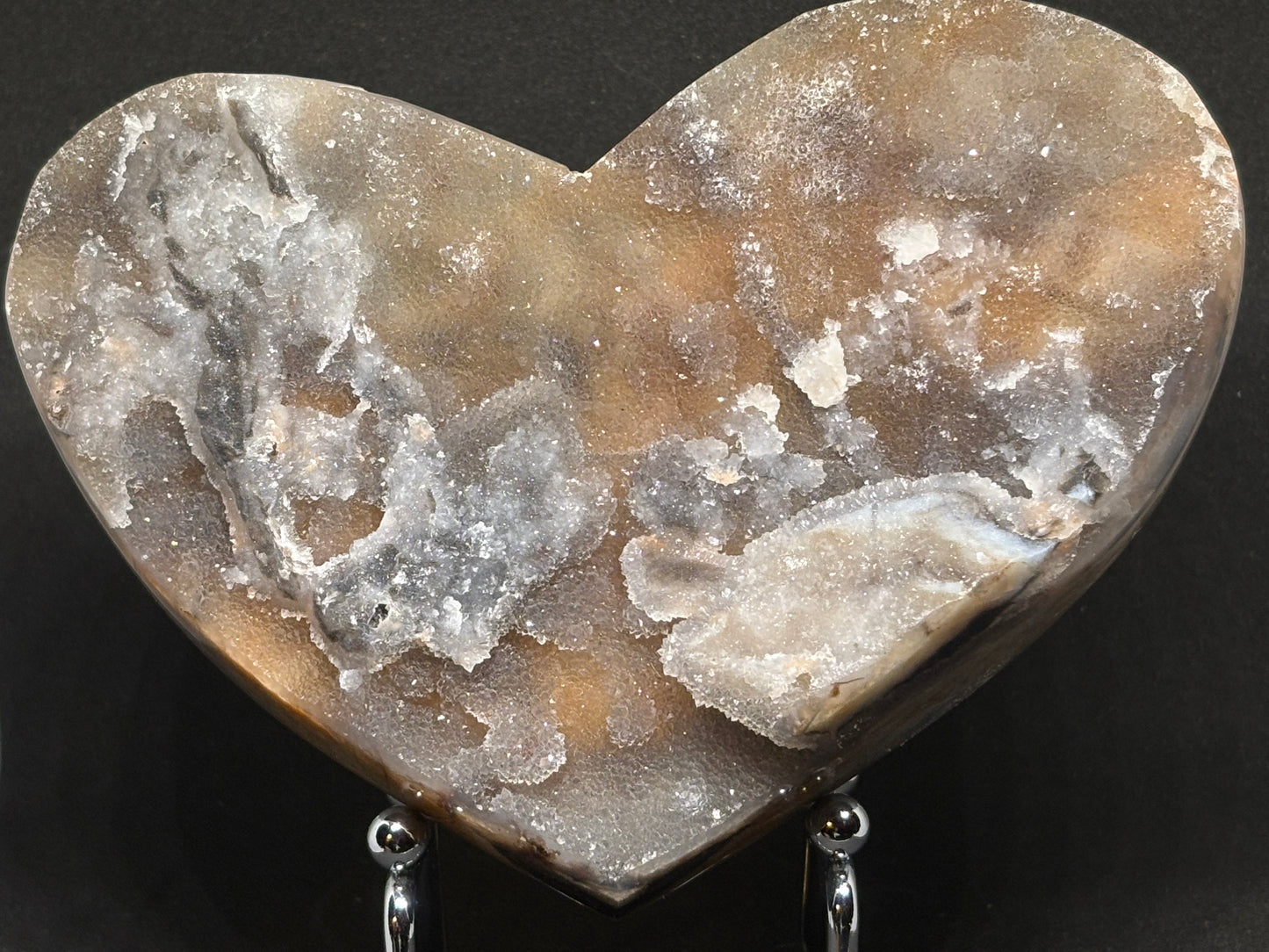 Raw Black Amethyst Broken Heart - 8" Gothic Statement Piece with Stand