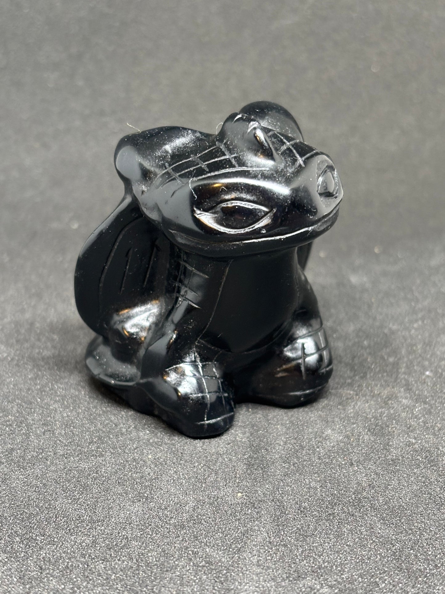 Natural Black Obsidian Toothless Dragon - 6cm Hand Carved Crystal 41g