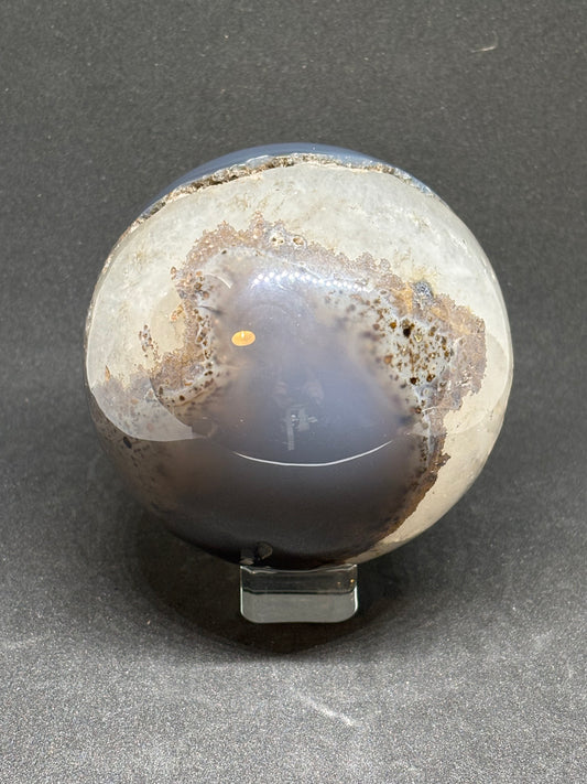 Natural Blue Agate Druzy Sphere - 13cm Crystal Ball 914g with Stand
