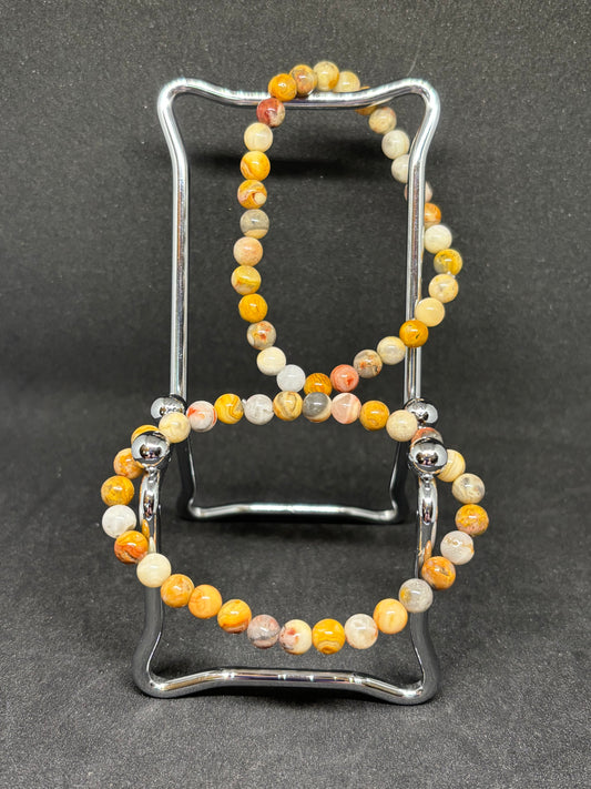 Natural Mexican Crazy Lace Agate Bracelet - 4mm Happy Lace Beaded Gemstone