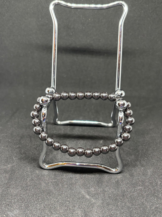 Natural Haematite Bracelet - 4mm Metallic Silver Beaded Gemstone