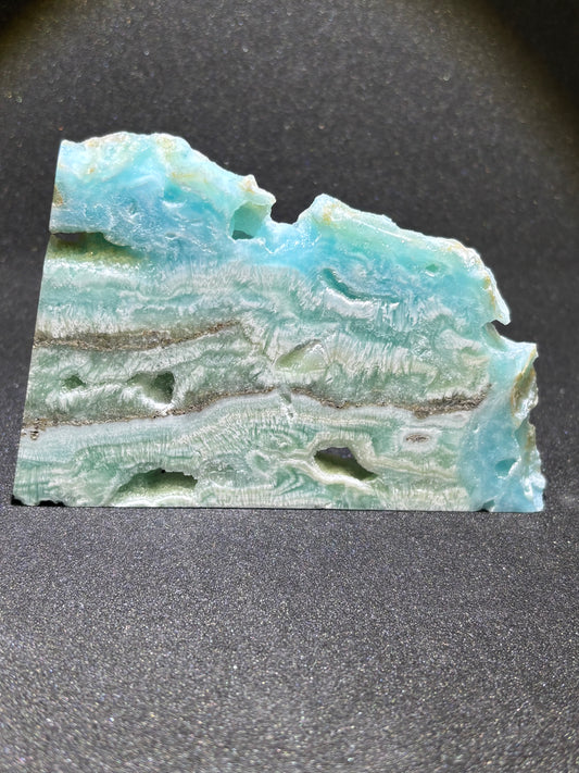 Natural Hemimorphite Crystal Slice - Ocean Wave Pattern with Display Stand