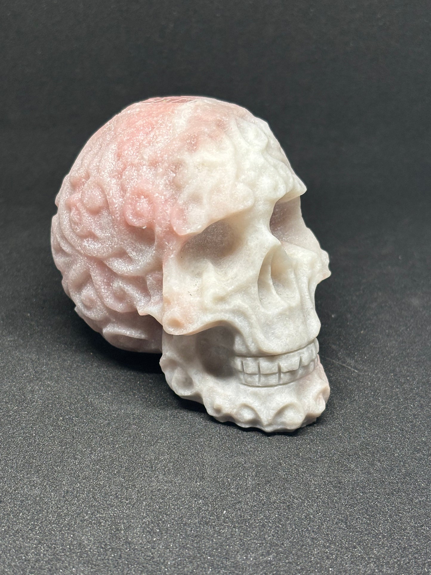 Hand Carved Pink Opal  Crystal Skull - 800g Statement Piece