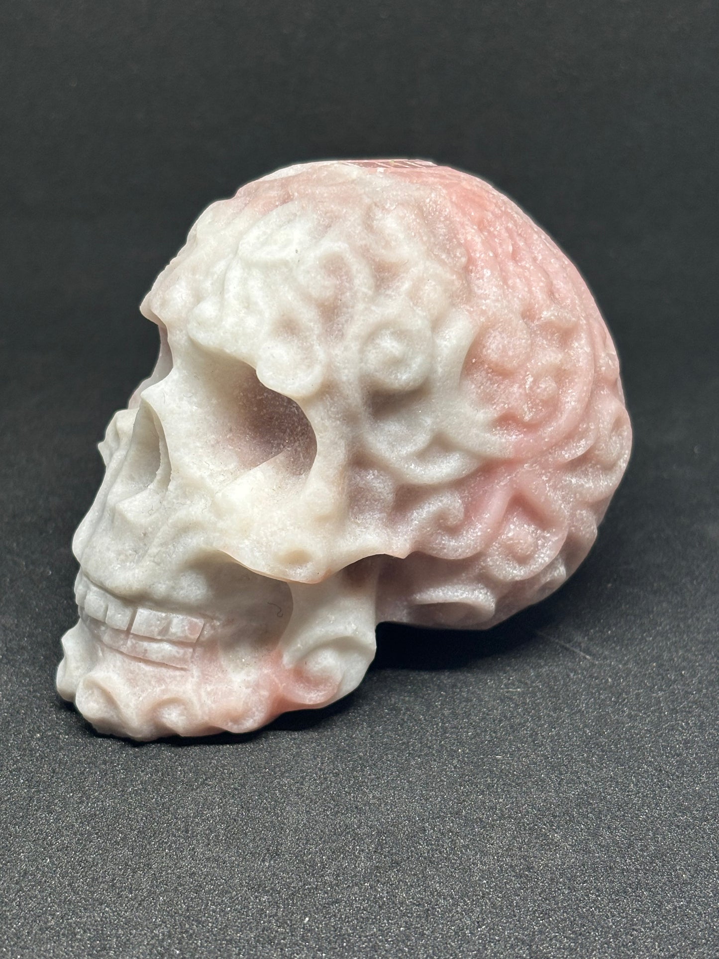 Hand Carved Pink Opal  Crystal Skull - 800g Statement Piece