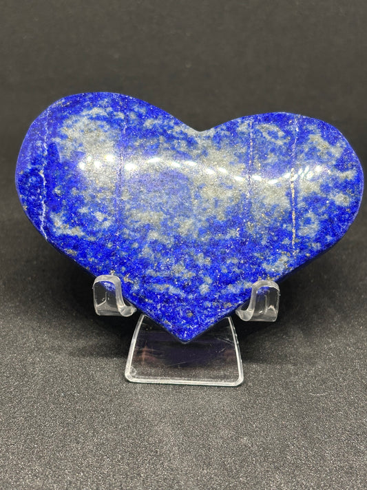 Lapis Lazuli Carved Heart with Stand - UV Glow Blue Gemstone