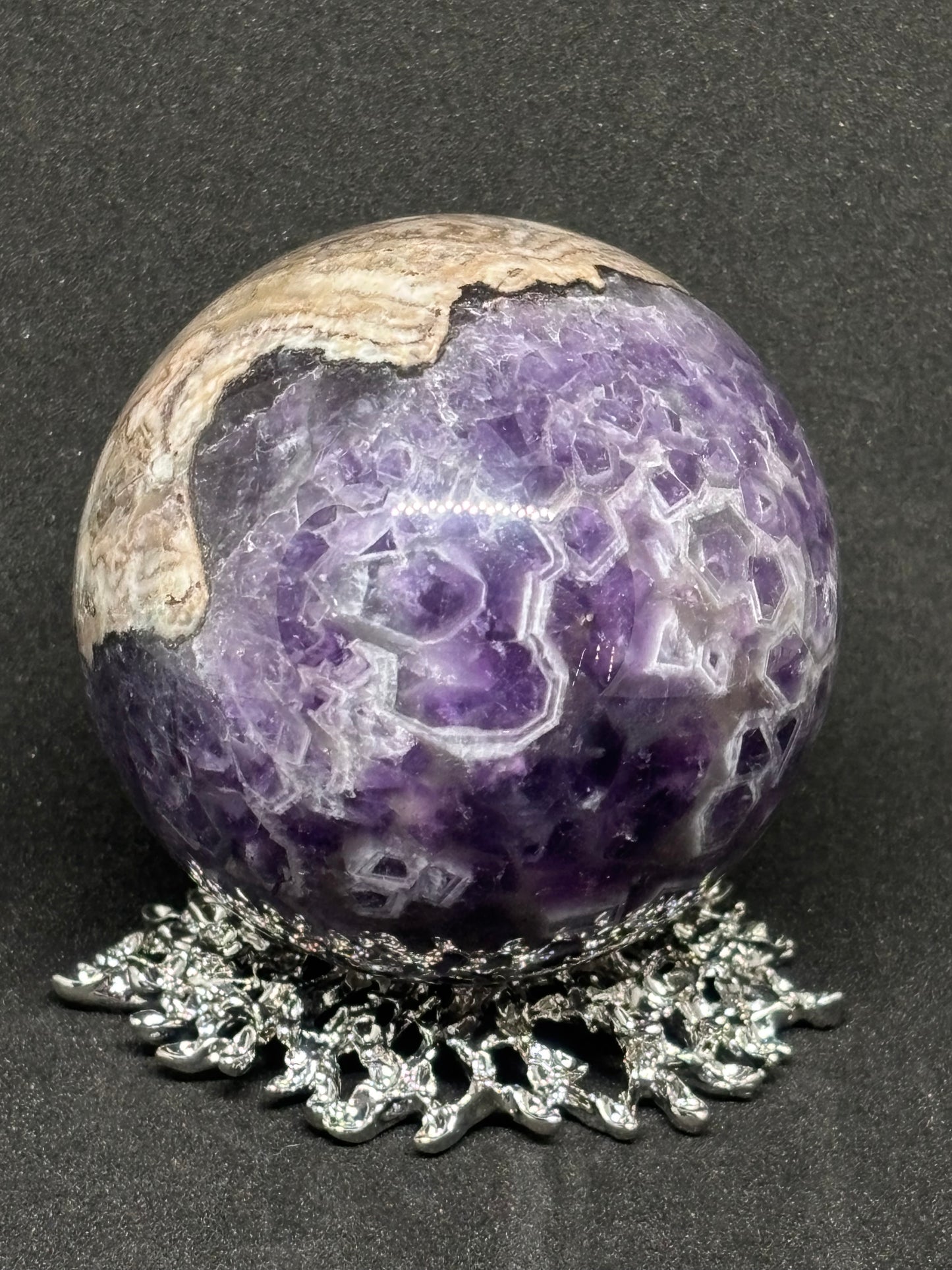 Dream Amethyst Sphere - 6cm Mesmerising Purple Crystal with Filigree Stand