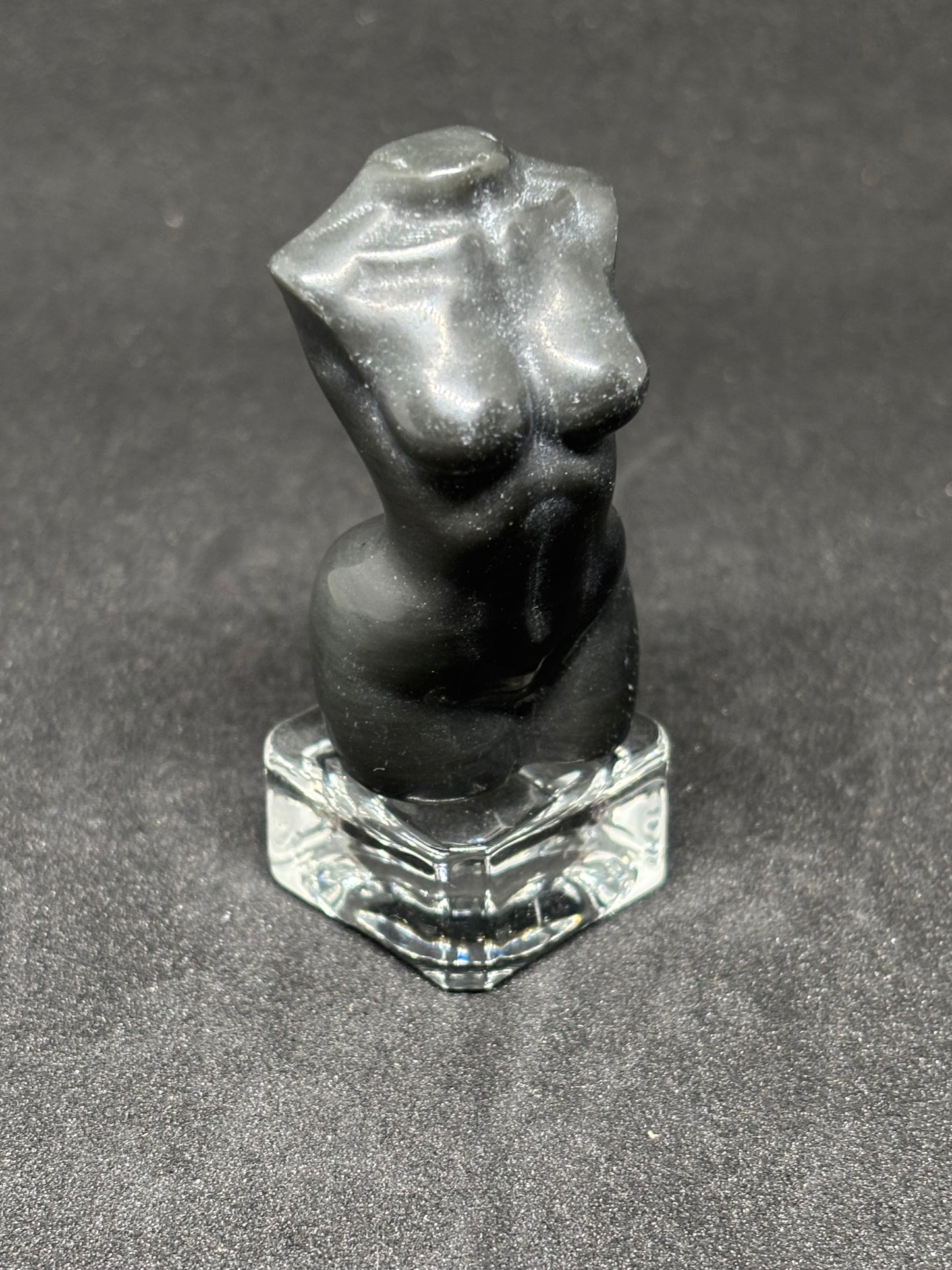 Black Obsidian Goddess Carving - Female Form Crystal Figurine 5cm