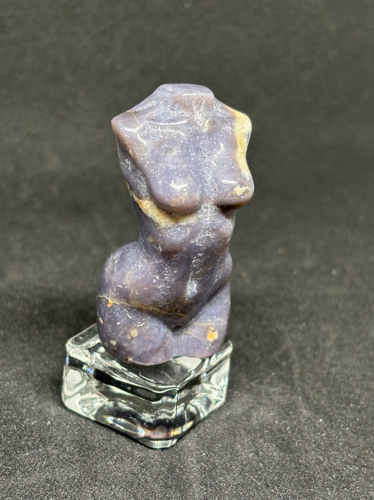 Blue Flower Agate Goddess Carving - Female Form Crystal Figurine 5cm