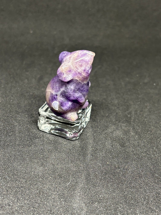Hand Carved Dream Amethyst Mouse - Miniature Crystal Animal 4cm
