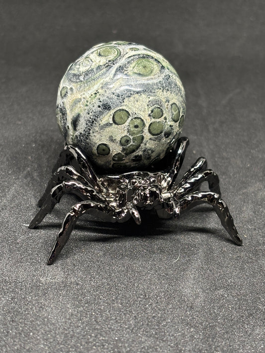 Kambaba Jasper Crystal Ball 4.5cm - Gothic Spider Stand Included