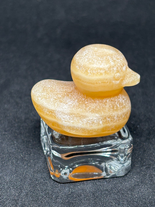 Yellow Calcite Rubber Duck - 3cm Crystal Carving for Hazbin Hotel Fans