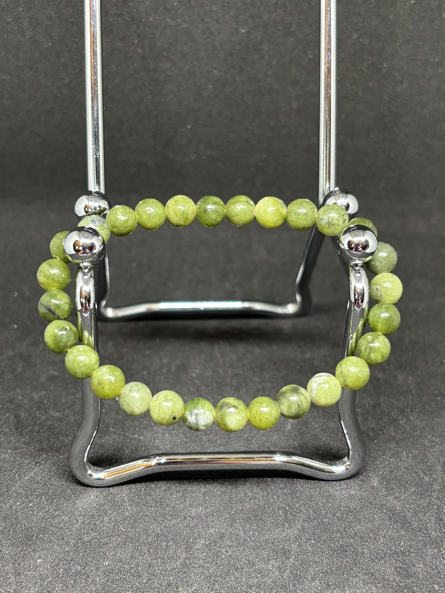 Green Jade Bead Bracelet - 4mm Natural Lucky Stone