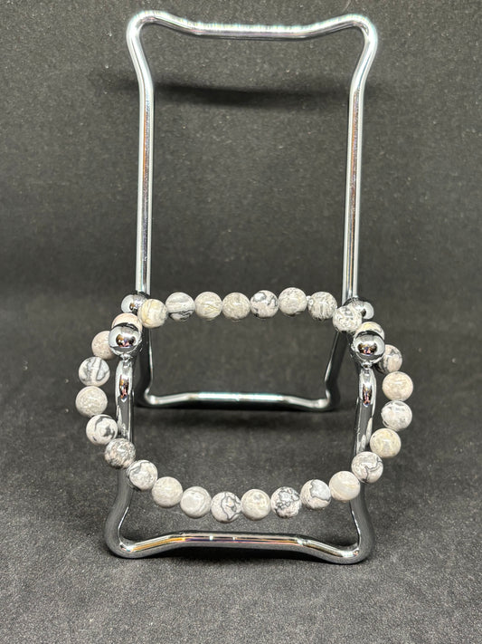 Natural Picasso Jasper Bracelet - 4mm Striped Grey & Black Beaded Gemstone