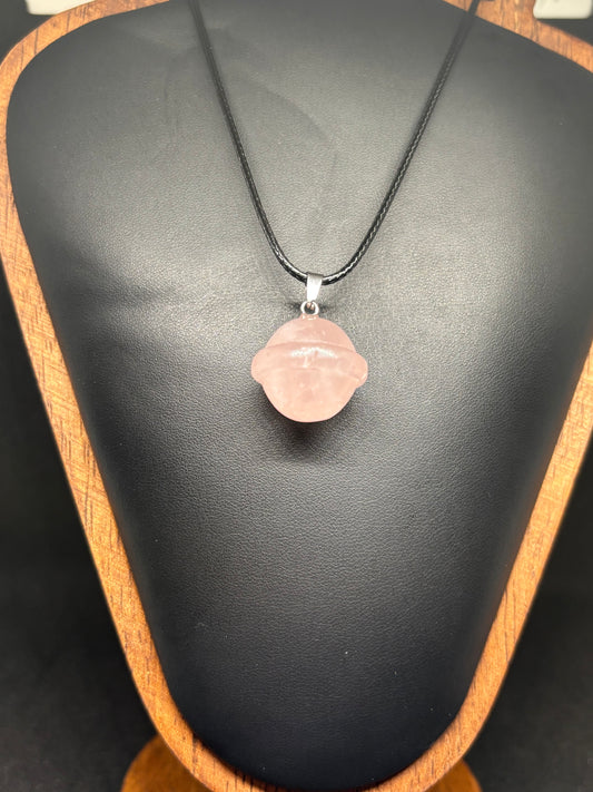 Natural Rose Quartz Bell Pendant - 1" Polished Pink Crystal Necklace