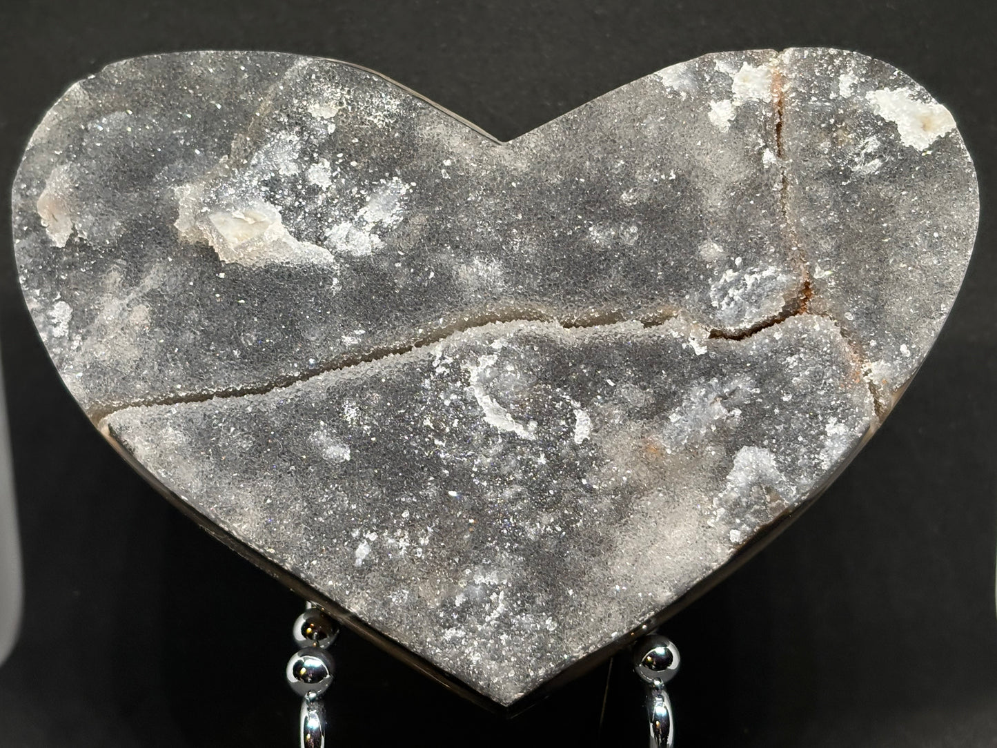 Raw Black Amethyst Broken Heart - 8" Gothic Statement Piece with Stand