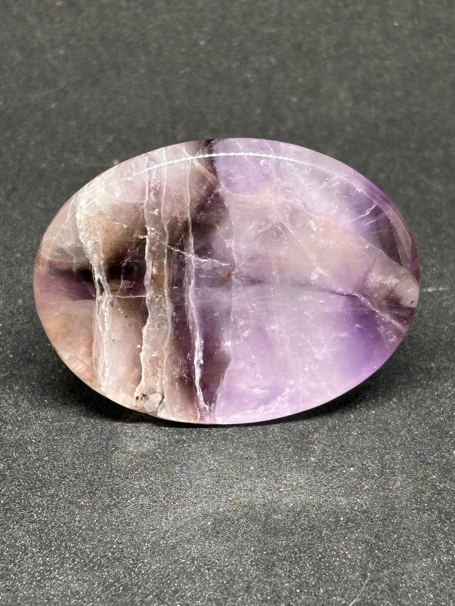 Dream Amethyst Worry Stone - 5cm x 4cm Natural Hand Carved 21g