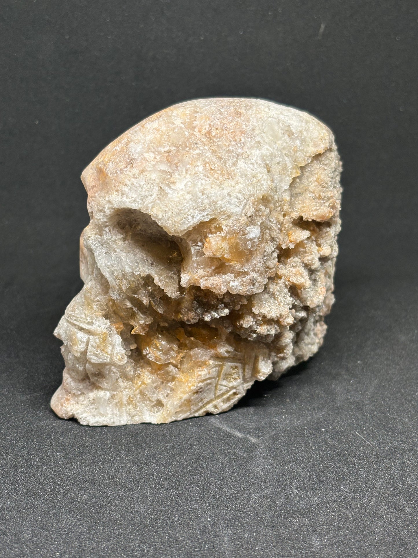 Natural Raw Clear Quartz Rotting Skull - 13cm Hand Carved Crystal 833g