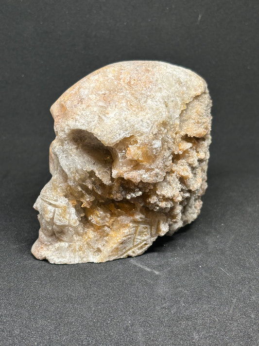 Natural Raw Clear Quartz Rotting Skull - 13cm Hand Carved Crystal 833g