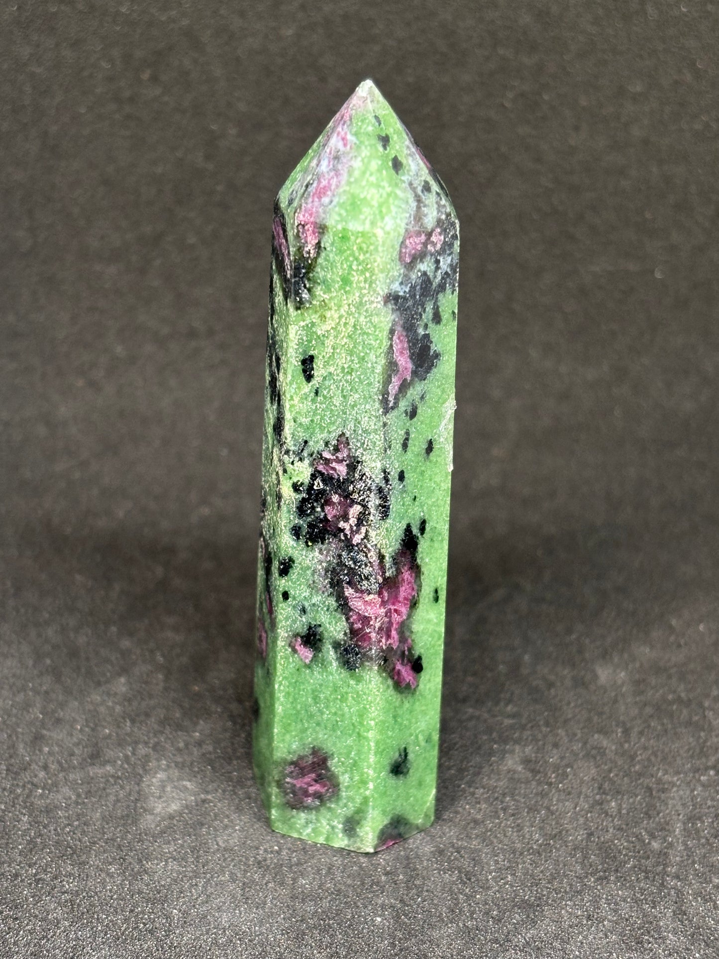 Natural Ruby in Zoisite Tower - 9cm UV Reactive Green & Pink Crystal 90g