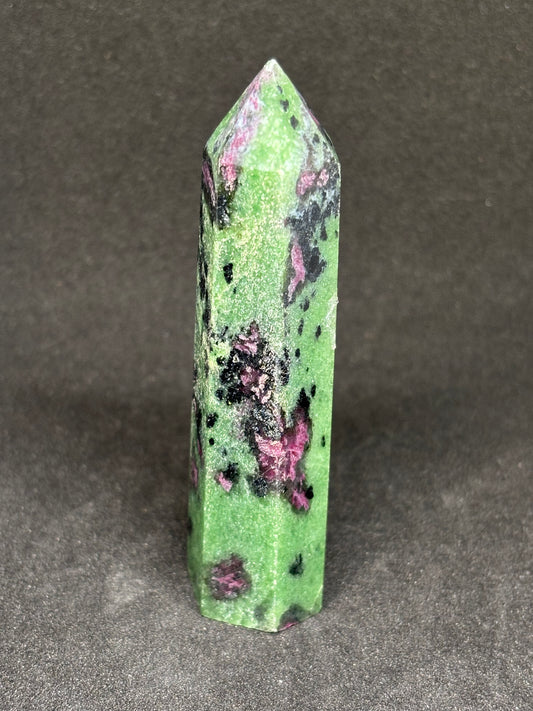 Natural Ruby in Zoisite Tower - 9cm UV Reactive Green & Pink Crystal 90g