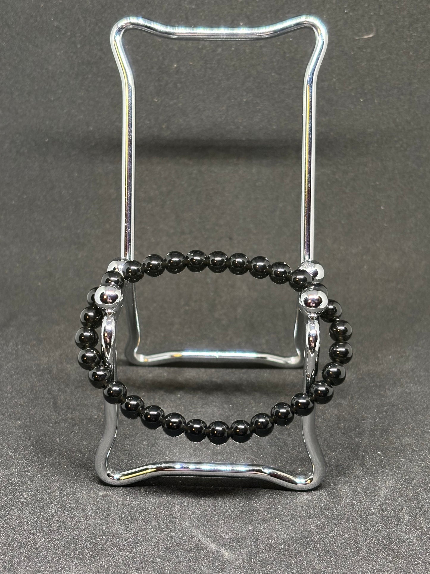 Natural Silver Obsidian Bracelet - 4mm Black Beaded Gemstone with Moonlight Sheen