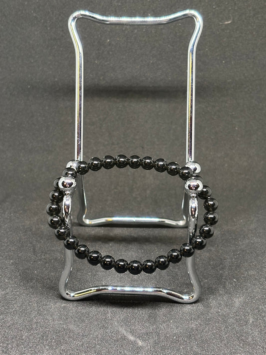 Natural Silver Obsidian Bracelet - 4mm Black Beaded Gemstone with Moonlight Sheen