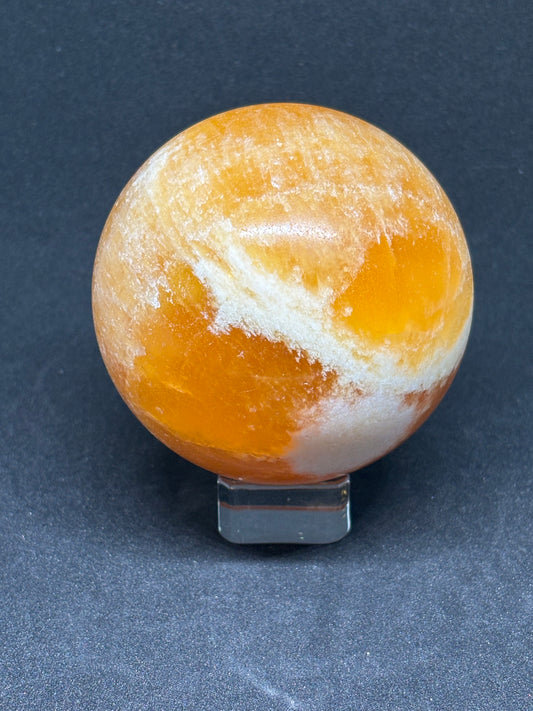 Natural Golden Healer Sphere - 9cm Sunshine Yellow Crystal 488g with Glass Stand